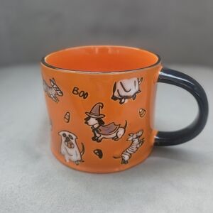 Spooky Orange Halloween Mug with Black Handle